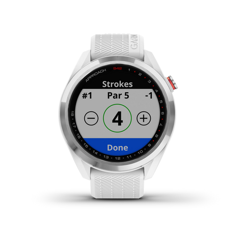 Garmin Approach S42 Premium GPS Golf Watch, Polished Silver Ceramic Bezel with White Silicone Band and Wearable4U All-In-One Golf Tools Bundle