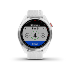 Garmin Approach S42 Premium GPS Golf Watch, Polished Silver Ceramic Bezel with White Silicone Band and Wearable4U All-In-One Golf Tools Bundle