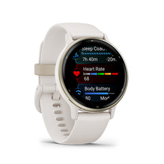 Garmin - vívoactive 5 GPS Smartwatch 42 mm Fiber-reinforced polymer - Gold Aluminum and Ivory