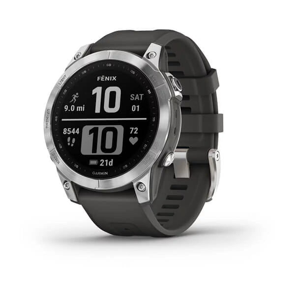 Garmin fenix 7 47mm Multisport GPS Smartwatch, Silver with Graphite Band