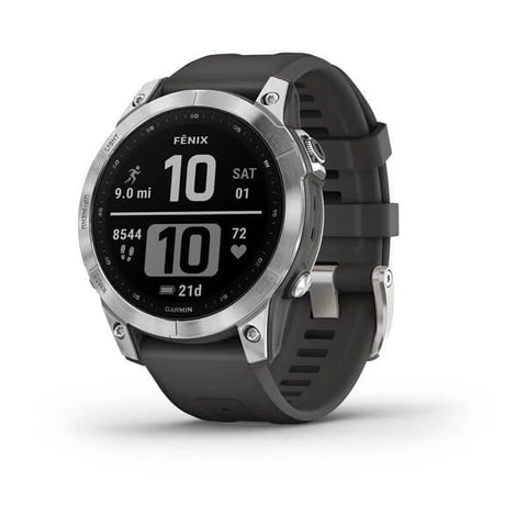 Garmin fenix 7 47mm Multisport GPS Smartwatch, Silver with Graphite Band
