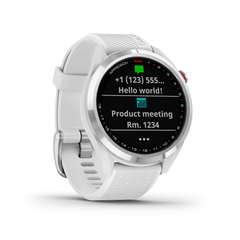 Garmin Approach S42 Premium GPS Golf Watch, Polished Silver Ceramic Bezel with White Silicone Band and Wearable4U All-In-One Golf Tools Bundle
