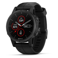Garmin Fenix 5S Plus Sapphire Smart Watch, Black with Black Band