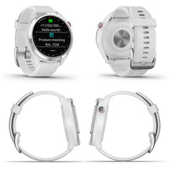 Garmin Approach S42 Premium GPS Golf Watch, Polished Silver Ceramic Bezel with White Silicone Band and Wearable4U All-In-One Golf Tools Bundle
