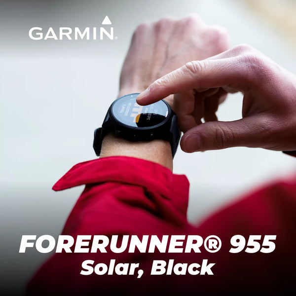 Garmin Forerunner 955 Solar, GPS Running Smartwatch with Solar Charging Capabilities, Tailored to Triathletes, Long-Lasting Battery, Black with Wearable4U Black EarBuds Bundle