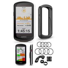 Garmin Edge 1040 Solar GPS Bike Computer with PlayBetter Tempered Glass Screen, Black Case &amp;amp; MTB Mounts