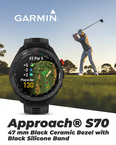 Garmin Approach S70 47 mm Premium GPS Golf Watch, Black Band (010-02746-02)