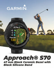 Garmin Approach S70 47 mm Premium GPS Golf Watch, Black Band (010-02746-02)