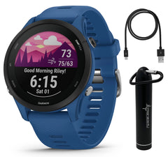 Garmin Forerunner 255 GPS Running Smartwatch Tidal Blue with Wearable4U E-Bank Bundle