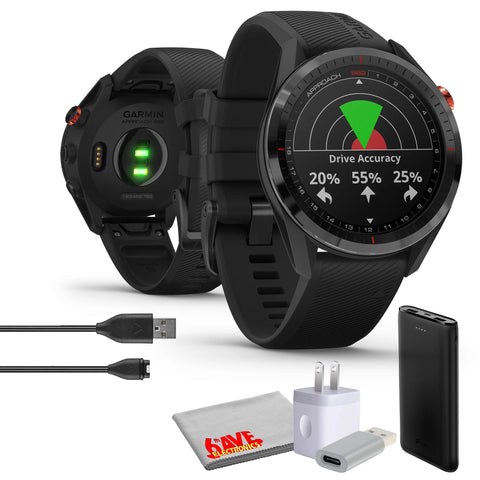 Garmin Approach S62, Premium GPS Golf Watch - Black, Built-in Virtual Caddie, 1.3&amp;quot; Touchscreen Large Display and 41000 Preloaded Courses, Smartwatch Bundle With 6Ave Microfiber Cleaning Cloth and More
