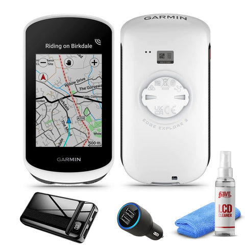 Garmin Edge Explore 2, Easy-to-Use GPS Cycling Navigator, eBike Compatibility, Maps and Navigation, with Safety Features with 6Ave Travel &amp;amp; Cleaning Kit